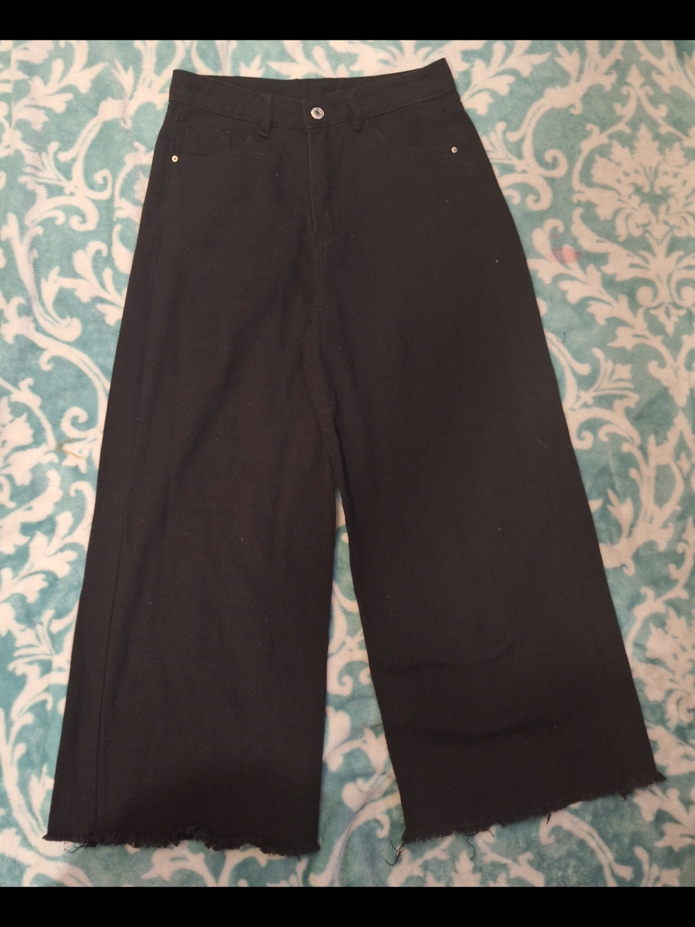 High-Waist Wide Leg Black Jeans